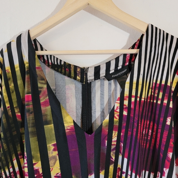 Ashley Stewart Multicolor Striped Floral Maxi Dress Sz 34/36 Long Sleeve Stretch - Picture 2 of 12